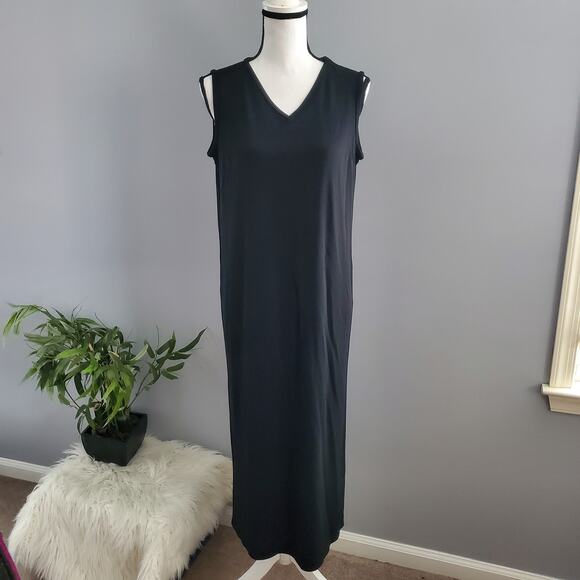 Talbots Classic Black Sleeveless Long Sheath Dress M - Picture 1 of 7